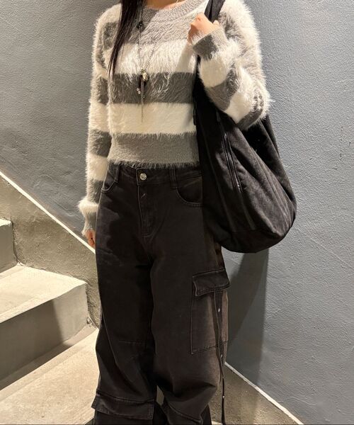 THE GREEN LAB（ザグリーンラボ）の「ヘアリーブロックストライプクロップニット[ピンク]（ニット/セーター・レディース・その他・FREE）」の18枚目の写真