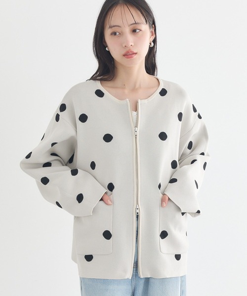 earth music&ecology（アースミュージックアンドエコロジー）の「ダブルジップドットカーディガン（カーディガン/ボレロ・レディース・ブラック系その他5/ドット・FREE）」の21枚目の写真