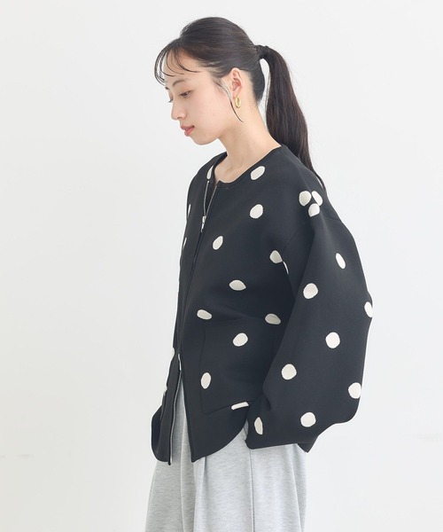 earth music&ecology（アースミュージックアンドエコロジー）の「ダブルジップドットカーディガン（カーディガン/ボレロ・レディース・ブラック系その他5/ドット・FREE）」の3枚目の写真