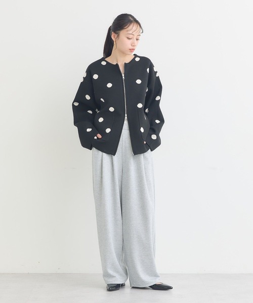 earth music&ecology（アースミュージックアンドエコロジー）の「ダブルジップドットカーディガン（カーディガン/ボレロ・レディース・ブラック系その他5/ドット・FREE）」の6枚目の写真