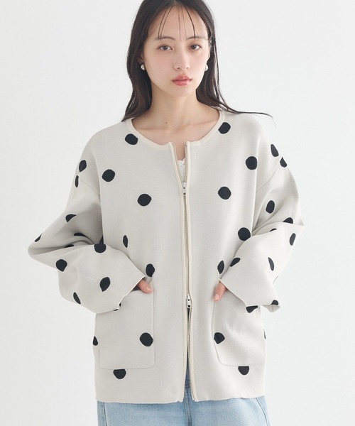 earth music&ecology（アースミュージックアンドエコロジー）の「ダブルジップドットカーディガン（カーディガン/ボレロ・レディース・ブラック系その他5/ドット・FREE）」の22枚目の写真