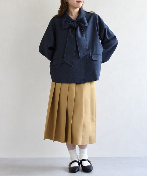 31 Sons de mode（トランテアン　ソン　ドゥ　モード）の「2026春夏新作 ベルト付きプリーツミディスカート（スカート・レディース・ベージュ/チャコールグレー/キャメル・M/S）」の7枚目の写真