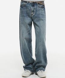 DNSR（ディーエヌエスアール）の「リラックスワイドデニムパンツブルー（デニムパンツ）」