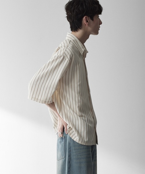 RUUBON（ルーボン）の「【RUUBON】airy half sleeve box shirt/エアリーハーフスリーブボックスシャツ（シャツ/ブラウス・メンズ・ブラック/ホワイト系1・S/M/L）」の16枚目の写真