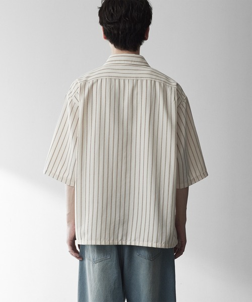 RUUBON（ルーボン）の「【RUUBON】airy half sleeve box shirt/エアリーハーフスリーブボックスシャツ（シャツ/ブラウス・メンズ・ブラック/ホワイト系1・S/M/L）」の18枚目の写真