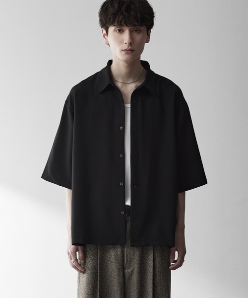 RUUBON（ルーボン）の「【RUUBON】airy half sleeve box shirt/エアリーハーフスリーブボックスシャツ（シャツ/ブラウス・メンズ・ブラック/ホワイト系1・S/M/L）」の19枚目の写真