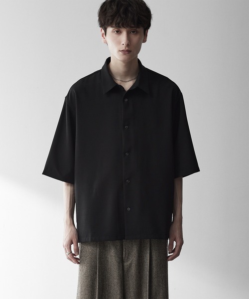 RUUBON（ルーボン）の「【RUUBON】airy half sleeve box shirt/エアリーハーフスリーブボックスシャツ（シャツ/ブラウス・メンズ・ブラック/ホワイト系1・S/M/L）」の21枚目の写真