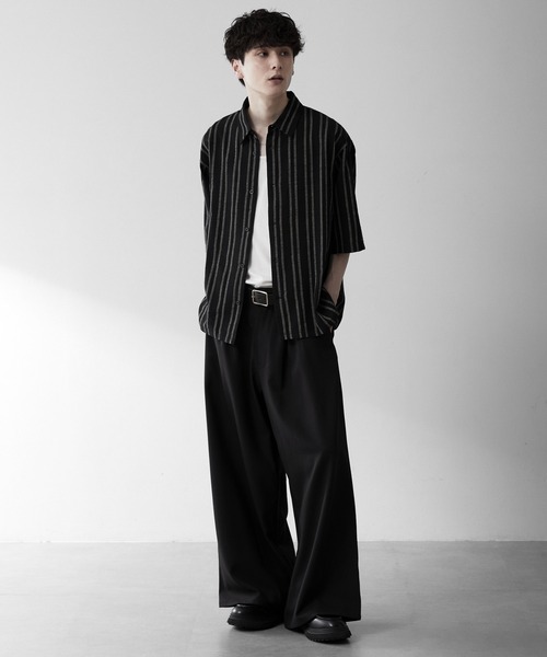 RUUBON(ルーボン)の「【RUUBON】airy half sleeve box shirt/エアリーハーフスリーブボックスシャツ(シャツ/ブラウス・メンズ・ブラック/ホワイト系1/ブラック系1/グレー系1・S/M/L)」の16枚目の写真