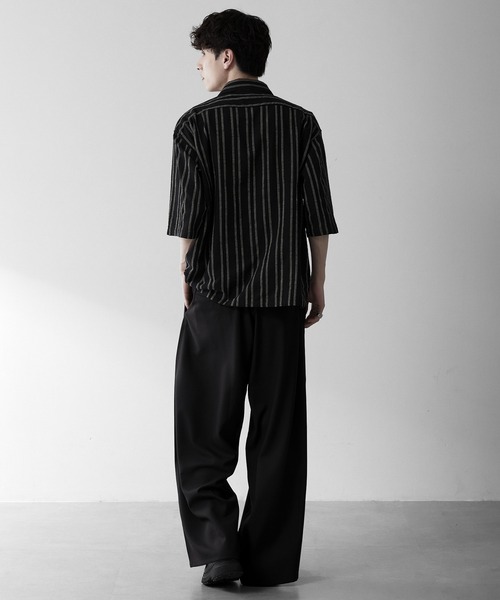 RUUBON(ルーボン)の「【RUUBON】airy half sleeve box shirt/エアリーハーフスリーブボックスシャツ(シャツ/ブラウス・メンズ・ブラック/ホワイト系1/ブラック系1/グレー系1・S/M/L)」の17枚目の写真