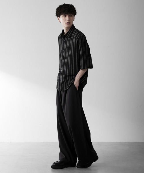 RUUBON(ルーボン)の「【RUUBON】airy half sleeve box shirt/エアリーハーフスリーブボックスシャツ(シャツ/ブラウス・メンズ・ブラック/ホワイト系1/ブラック系1/グレー系1・S/M/L)」の18枚目の写真