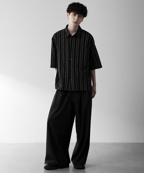 RUUBON(ルーボン)の「【RUUBON】airy half sleeve box shirt/エアリーハーフスリーブボックスシャツ(シャツ/ブラウス・メンズ・ブラック/ホワイト系1/ブラック系1/グレー系1・S/M/L)」の19枚目の写真