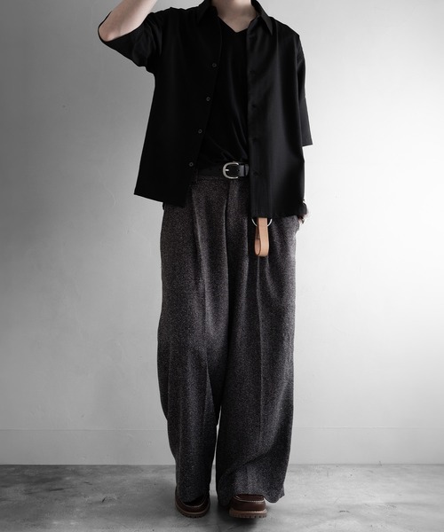 RUUBON（ルーボン）の「【RUUBON】airy half sleeve box shirt/エアリーハーフスリーブボックスシャツ（シャツ/ブラウス・メンズ・ブラック/ホワイト系1・S/M/L）」の5枚目の写真