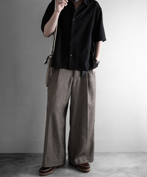 RUUBON（ルーボン）の「【RUUBON】airy half sleeve box shirt/エアリーハーフスリーブボックスシャツ（シャツ/ブラウス・メンズ・ブラック/ホワイト系1・S/M/L）」の7枚目の写真