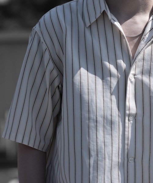 RUUBON（ルーボン）の「【RUUBON】airy half sleeve box shirt/エアリーハーフスリーブボックスシャツ（シャツ/ブラウス・メンズ・ブラック/ホワイト系1・S/M/L）」の10枚目の写真