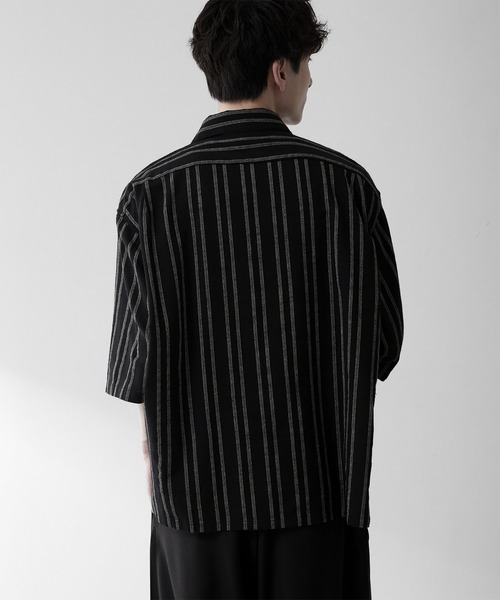 RUUBON(ルーボン)の「【RUUBON】airy half sleeve box shirt/エアリーハーフスリーブボックスシャツ(シャツ/ブラウス・メンズ・ブラック/ホワイト系1/ブラック系1/グレー系1・S/M/L)」の11枚目の写真