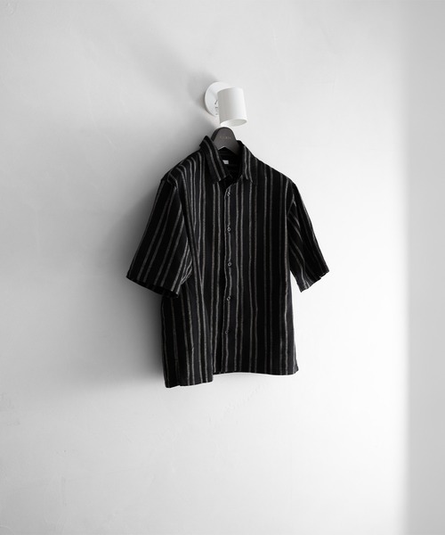 RUUBON(ルーボン)の「【RUUBON】airy half sleeve box shirt/エアリーハーフスリーブボックスシャツ(シャツ/ブラウス・メンズ・ブラック/ホワイト系1/ブラック系1/グレー系1・S/M/L)」の20枚目の写真