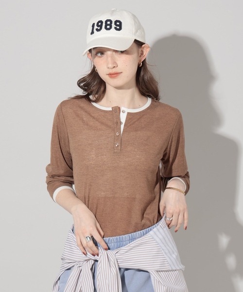 GEORGE'S(ジョージズ)の「レイヤードヘンリーネックカットソー(Tシャツ/カットソー・レディース・オフホワイト/グレー/ブラウン・FREE)」の21枚目の写真