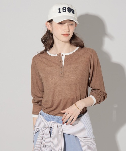 GEORGE'S(ジョージズ)の「レイヤードヘンリーネックカットソー(Tシャツ/カットソー・レディース・オフホワイト/グレー/ブラウン・FREE)」の22枚目の写真