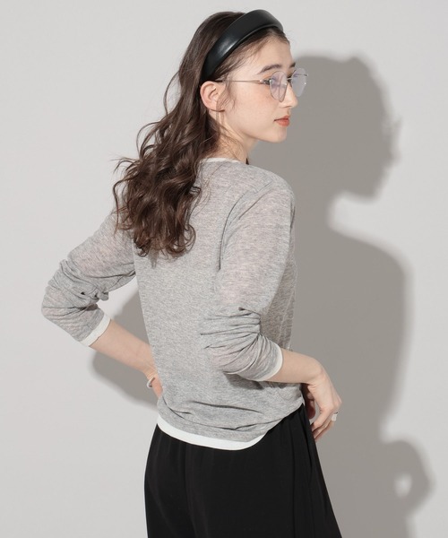 GEORGE'S(ジョージズ)の「レイヤードヘンリーネックカットソー(Tシャツ/カットソー・レディース・オフホワイト/グレー/ブラウン・FREE)」の4枚目の写真
