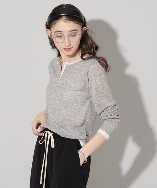 GEORGE'S(ジョージズ)の「レイヤードヘンリーネックカットソー(Tシャツ/カットソー・レディース・オフホワイト/グレー/ブラウン・FREE)」の13枚目の写真