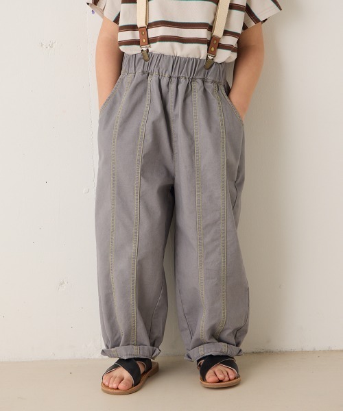 riziere（リジェール）の「センターダブルシーム配色ステッチパンツ（その他パンツ・キッズ・ブラック/オフホワイト/グレー/ベージュ・120/110/100/90/150/140/130）」の3枚目の写真
