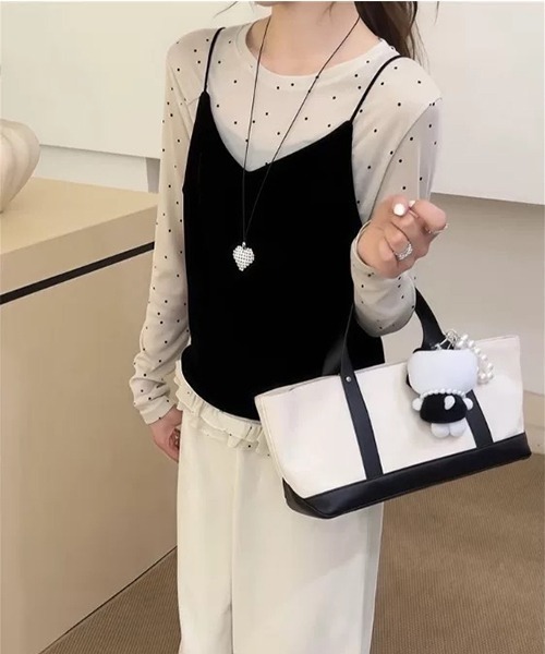 gossip!ロサンゼルス(ゴシップロサンゼルス)の「トップスセット(シャツ/ブラウス・レディース・グレー/ベージュ・FREE)」の5枚目の写真