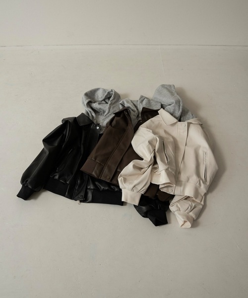 lawgy(ラウジー)の「hooded docking short blouson / フーデッドドッキングショートブルゾン(ブルゾン・レディース・ホワイト/ブラウン/ブラック・FREE)」の22枚目の写真