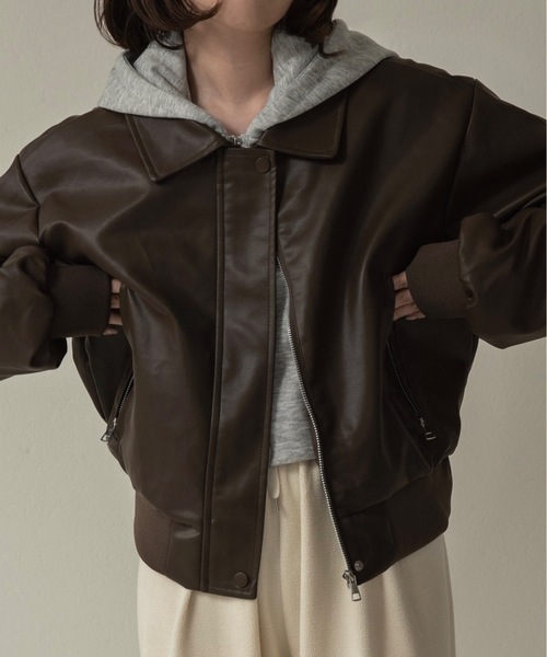 lawgy(ラウジー)の「hooded docking short blouson / フーデッドドッキングショートブルゾン(ブルゾン・レディース・ホワイト/ブラウン/ブラック・FREE)」の12枚目の写真