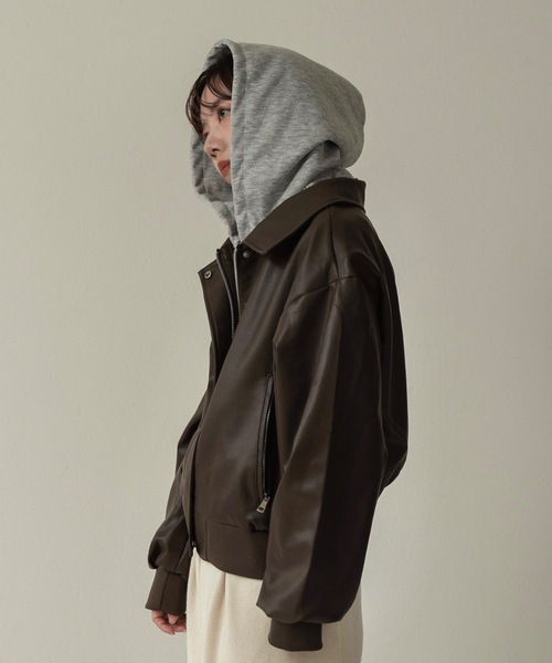 lawgy(ラウジー)の「hooded docking short blouson / フーデッドドッキングショートブルゾン(ブルゾン・レディース・ホワイト/ブラウン/ブラック・FREE)」の10枚目の写真