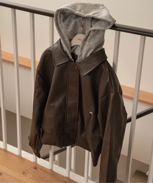 lawgy(ラウジー)の「hooded docking short blouson / フーデッドドッキングショートブルゾン(ブルゾン・レディース・ホワイト/ブラウン/ブラック・FREE)」の15枚目の写真