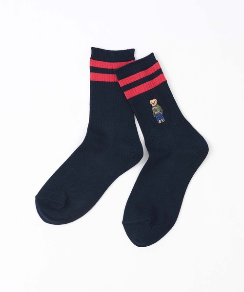 POLO RALPH LAUREN（ポロ ラルフ ローレン）の「POLO RALPH LAUREN オーガニックコットン混 Country Bear ラインソックス 03207238（ソックス/靴下・レディース・グレー/ネイビー・23-25cm）」の2枚目の写真