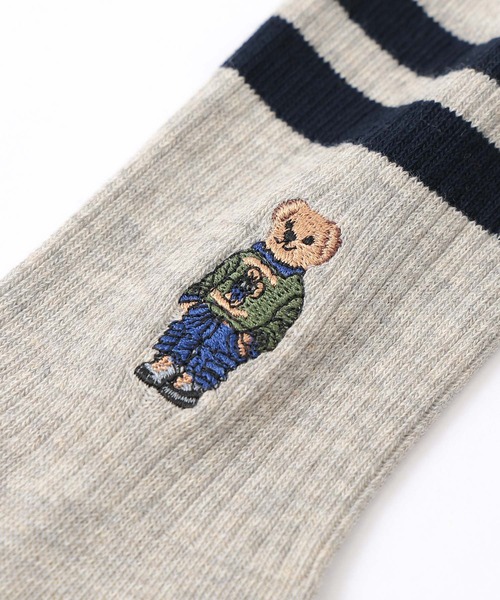 POLO RALPH LAUREN（ポロ ラルフ ローレン）の「POLO RALPH LAUREN オーガニックコットン混 Country Bear ラインソックス 03207238（ソックス/靴下・レディース・グレー/ネイビー・23-25cm）」の3枚目の写真