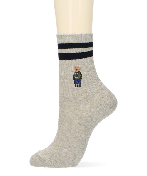 POLO RALPH LAUREN（ポロ ラルフ ローレン）の「POLO RALPH LAUREN オーガニックコットン混 Country Bear ラインソックス 03207238（ソックス/靴下・レディース・グレー/ネイビー・23-25cm）」の5枚目の写真