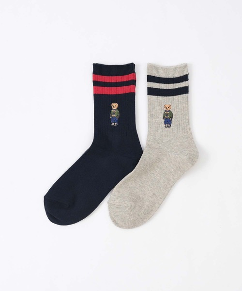 POLO RALPH LAUREN（ポロ ラルフ ローレン）の「POLO RALPH LAUREN オーガニックコットン混 Country Bear ラインソックス 03207238（ソックス/靴下・レディース・グレー/ネイビー・23-25cm）」の7枚目の写真