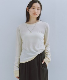 Obis＆（オビスアンド）の「レイヤード風シアーカットソーロンT（Tシャツ/カットソー）」