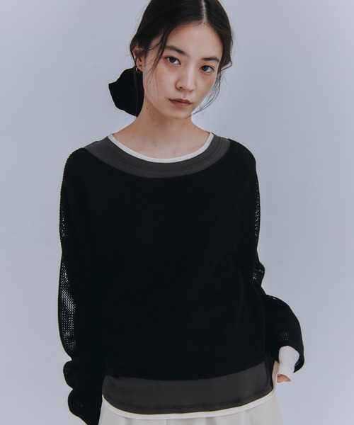 Obis&(オビスアンド)の「レイヤード風シアーカットソーロンT(Tシャツ/カットソー・レディース・オフホワイト/ブラウン/チャコール・FREE)」の21枚目の写真