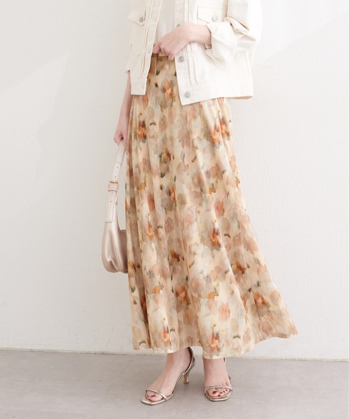 natural couture（ナチュラルクチュール）の「ニュアンス柄フレアスカート（スカート・レディース・ピンク系その他/ベージュ系その他/ブラック系その他/グリーン系その他・FREE）」の2枚目の写真