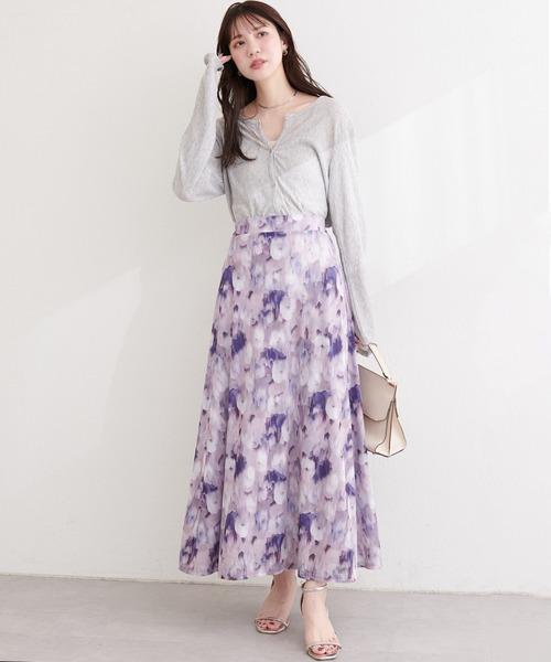 natural couture（ナチュラルクチュール）の「ニュアンス柄フレアスカート（スカート・レディース・ピンク系その他/ベージュ系その他/ブラック系その他/グリーン系その他・FREE）」の4枚目の写真