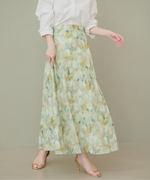natural couture（ナチュラルクチュール）の「ニュアンス柄フレアスカート（スカート・レディース・ピンク系その他/ベージュ系その他/ブラック系その他/グリーン系その他・FREE）」の16枚目の写真
