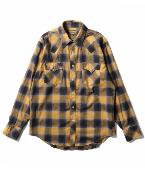 HOUSTON（ヒューストン）の「［UNIVERD72/ユニバード］OMBRE CHECK WESTERN SHIRT オンブレチェック ウエスタンシャツ（シャツ/ブラウス・メンズ・ブルー/ブラック/イエロー/レッド・M/L/XL）」の3枚目の写真