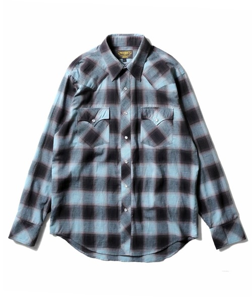 HOUSTON（ヒューストン）の「［UNIVERD72/ユニバード］OMBRE CHECK WESTERN SHIRT オンブレチェック ウエスタンシャツ（シャツ/ブラウス・メンズ・ブルー/ブラック/イエロー/レッド・M/L/XL）」の2枚目の写真