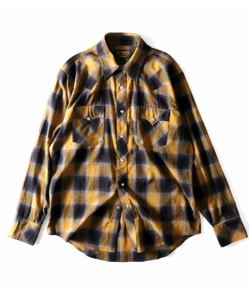 HOUSTON（ヒューストン）の「［UNIVERD72/ユニバード］OMBRE CHECK WESTERN SHIRT オンブレチェック ウエスタンシャツ（シャツ/ブラウス・メンズ・ブルー/ブラック/イエロー/レッド・M/L/XL）」の5枚目の写真