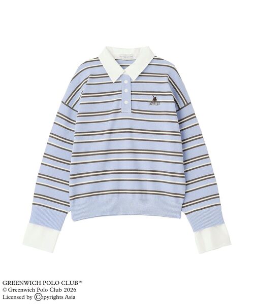 GREENWICH POLO CLUB(グリニッジポロクラブ)の「GREENWICH POLO CLUB(TM) 布帛ドッキングポロニットプルオーバー(Tシャツ/カットソー・レディース・グレー/サックスブルー/イエロー/ホワイト系その他2・FREE)」の3枚目の写真