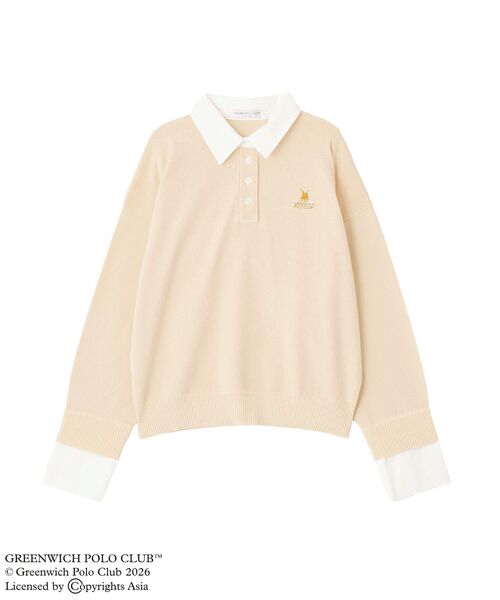 GREENWICH POLO CLUB(グリニッジポロクラブ)の「GREENWICH POLO CLUB(TM) 布帛ドッキングポロニットプルオーバー(Tシャツ/カットソー・レディース・グレー/サックスブルー/イエロー/ホワイト系その他2・FREE)」の2枚目の写真