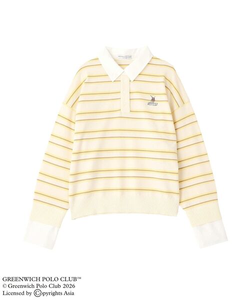 GREENWICH POLO CLUB(グリニッジポロクラブ)の「GREENWICH POLO CLUB(TM) 布帛ドッキングポロニットプルオーバー(Tシャツ/カットソー・レディース・グレー/サックスブルー/イエロー/ホワイト系その他2・FREE)」の12枚目の写真
