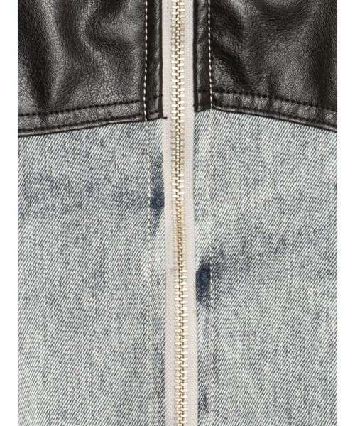 GYDA（ジェイダ）の「【TINY】フェイクレザードッキングデニムZIPショートジャケット（デニムジャケット・レディース・インディゴブルー/ライトブルー・FREE）」の21枚目の写真