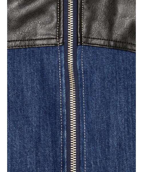 GYDA（ジェイダ）の「【TINY】フェイクレザードッキングデニムZIPショートジャケット（デニムジャケット・レディース・インディゴブルー/ライトブルー・FREE）」の22枚目の写真