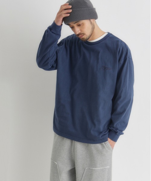 Right-on(ライトオン)の「Refurbish(リファービッシュ)刺繍ロングスリーブTシャツ(Tシャツ/カットソー・メンズ・ホワイト/ダークグレー/ネイビー・S/M/L/XL)」の3枚目の写真