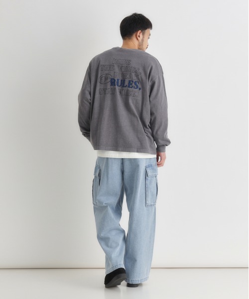 Right-on(ライトオン)の「Refurbish(リファービッシュ)刺繍ロングスリーブTシャツ(Tシャツ/カットソー・メンズ・ホワイト/ダークグレー/ネイビー・S/M/L/XL)」の16枚目の写真