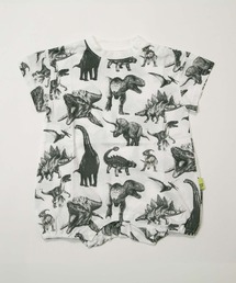 MAKE YOUR DAY（メイクユアデイ）の「リアルダイナソー総柄半袖ロンパス（ロンパース）」